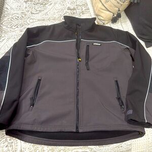 CAT jacket,with zippers under the sleeves, on the front pockets,on the left side